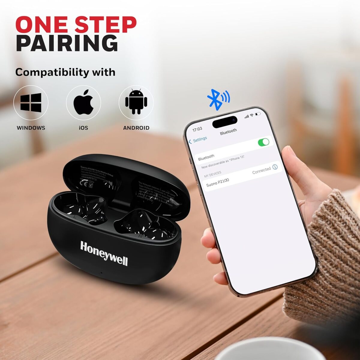 Honeywell Suono P2100 Bluetooth Earbuds ( black ) - Image 2