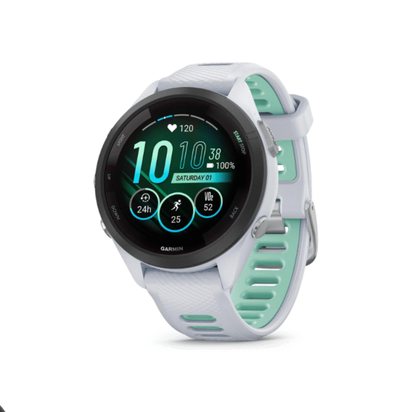 Garmin Forerunner 265S Running Smartwatch, Whitestone and Neo Tropic