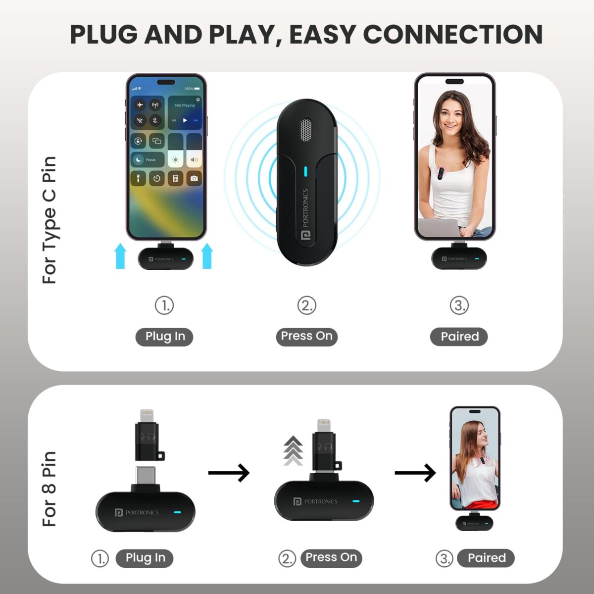 Portronics Vlogmate 2 Dual Wireless Microphone with Type C - Image 4