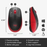 Logitech M190 Wireless Optical Mouse (Red-Black) - Image 4
