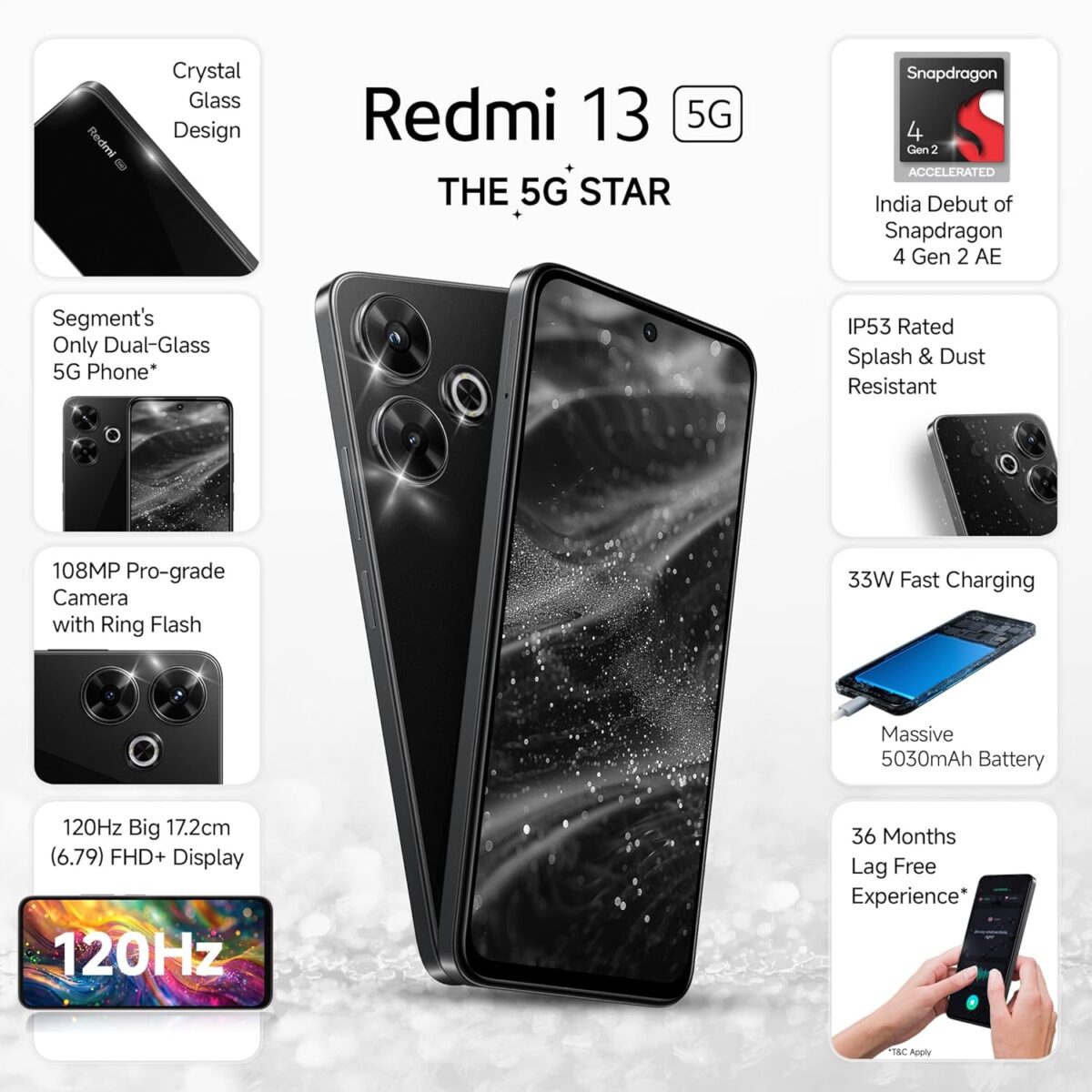 Redmi 13 5G 8GB+128GB -Black Diamond - Image 2