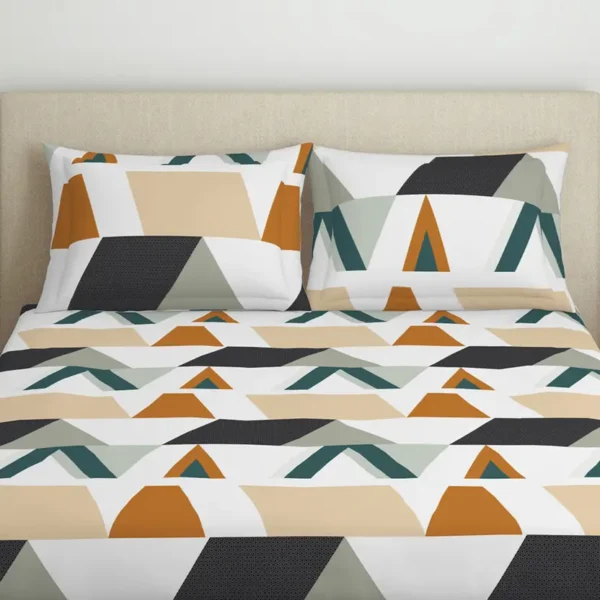 Welspun Microfiber Queen Flat 105 TC Geometric Bedsheet  (Pack of 1, Brown)