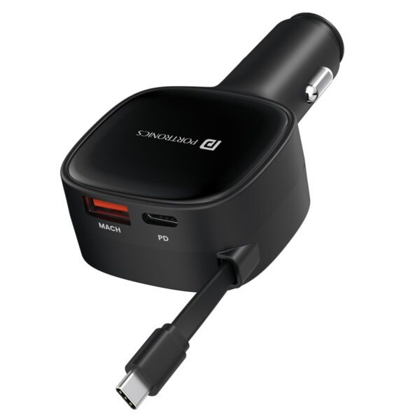 Portronics Car Power Retracto 84W 3 in 1 Car Charger